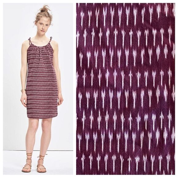 Madewell Dress Ikat Print With Pockets Small Merlot Purple Boho - Picture 1 of 10